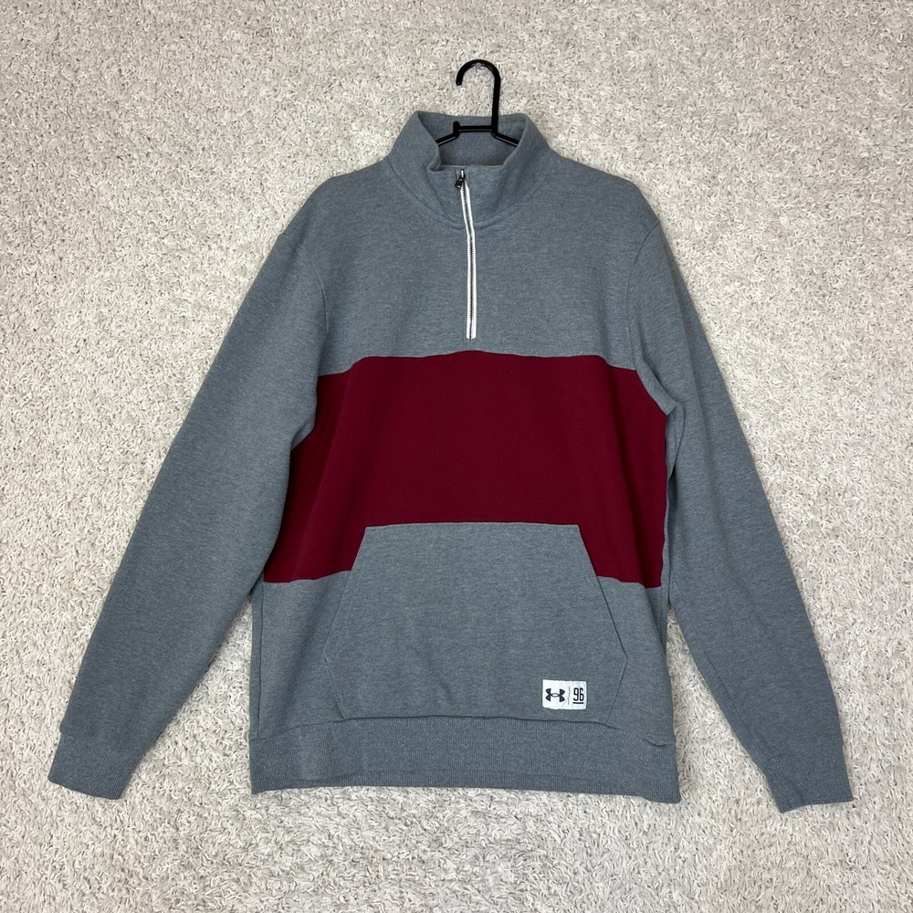 Under Armour 1/4 Zip Pullover Sweater Mens Large Gray Casual Preppy Golf Pcoket